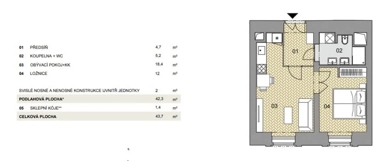 Pronájem exkluzivního bytu 2+kk v rezidenci Palác Dlážděná, Praha 1 – Nové Město
